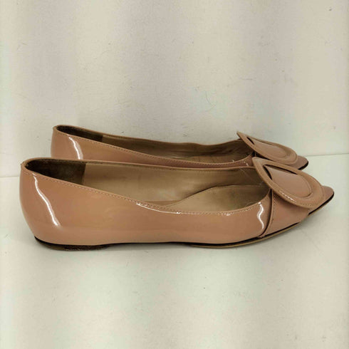 ジャンビトロッシ Gianvito Rossi パンプス フラット ポインテッドトゥ バックルモチーフ エナメル レディース JPN:24.5