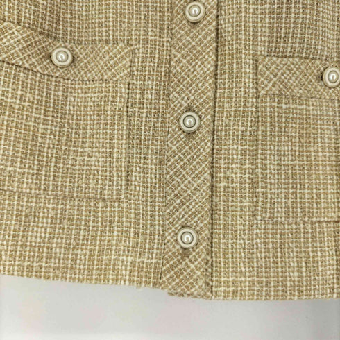 FOXEY BOUTIQUE BOXY CROPPED ツイード ジャケット ラウンドカラー 七分袖 ショート丈 パールボタン レディース JPN:38