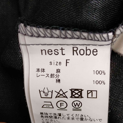 ネストローブ nest Robe リネン100 ノースリーブワンピース レース レディース FREE