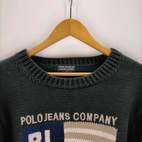 ポロジーンズカンパニーラルフローレン POLO JEANS COMPANY RALPH LAUREN 90s 香港製 フロント刺繍 コットンニット メンズ JPN:XL
