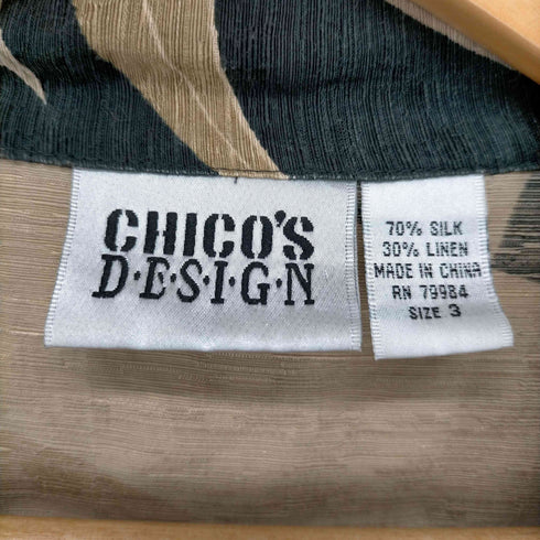 チコ CHICO'S 草木柄シルクリネン開襟シャツ メンズ JPN:3