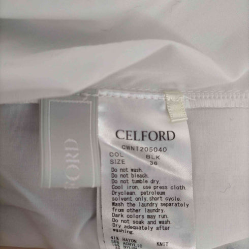 セルフォード CELFORD 20AW レイヤードニットプルオーバー セーター チュニック丈 切替 シャツ アシンメトリー 長袖 レディース 36