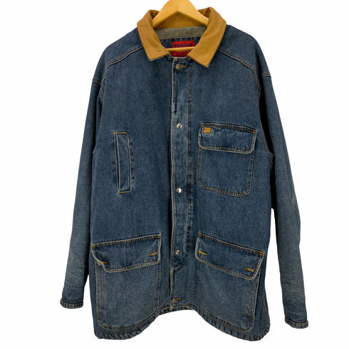 カールカナイ Karl Kani 裏地キルティング 襟レザー切替 デニムハーフコート メンズ import:XL