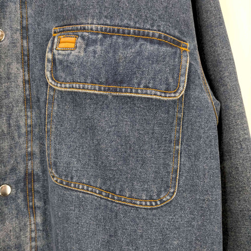 カールカナイ Karl Kani 裏地キルティング 襟レザー切替 デニムハーフコート メンズ import:XL
