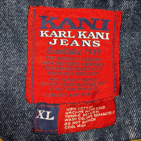 カールカナイ Karl Kani 裏地キルティング 襟レザー切替 デニムハーフコート メンズ import:XL