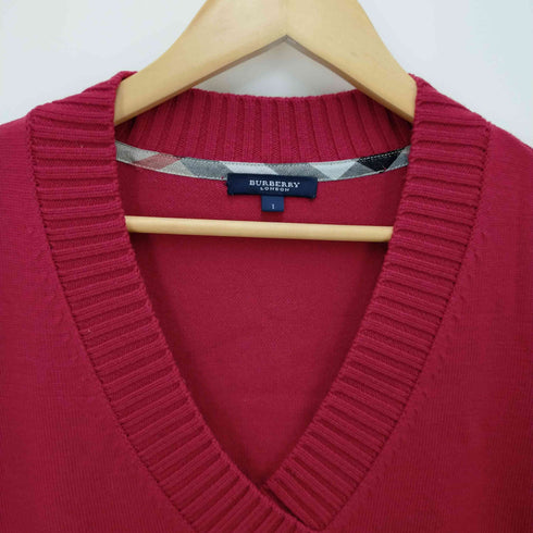 バーバリーロンドン BURBERRY LONDON ニット セーター Vネック 長袖 ハイゲージ ポニー刺繍 ウール レディース 1