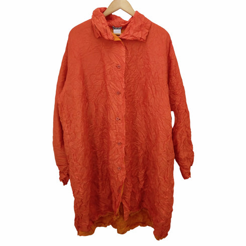 イッセイミヤケ ISSEY MIYAKE シワ加工 ロングコート レディース JPN:M