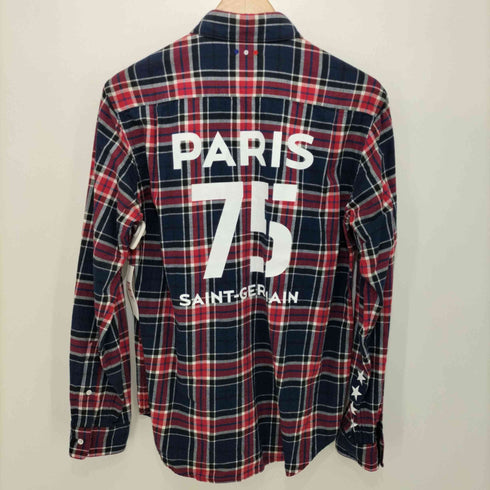 パリサンジェルマン PARIS SAINT GERMAIN 背面プリントロゴ ボタンダウンチェックシャツ メンズ JPN:44