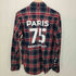 パリサンジェルマン PARIS SAINT GERMAIN 背面プリントロゴ ボタンダウンチェックシャツ メンズ JPN:44
