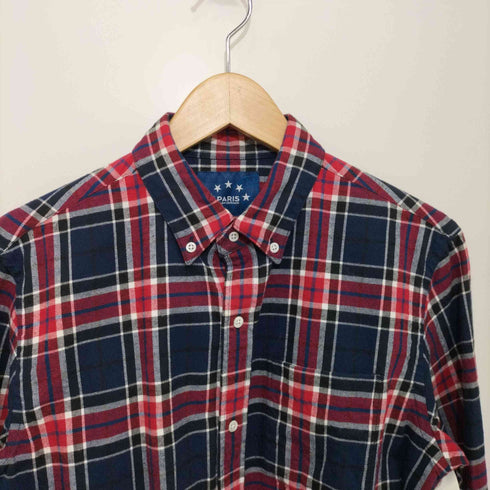 パリサンジェルマン PARIS SAINT GERMAIN 背面プリントロゴ ボタンダウンチェックシャツ メンズ JPN:44