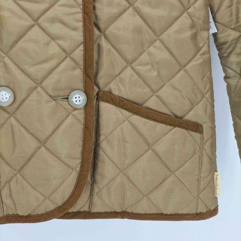 トラディショナルウェザーウェア Traditional Weatherwear 裏地レオパード柄 コーデュロイ切替 ダイヤキルティング フーデット ジャケット レディース JPN:34