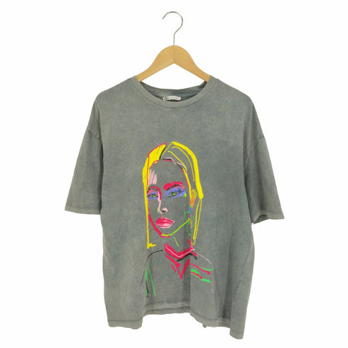 ザラ ZARA フェルトプリント ウォッシュドクルーネックTシャツ レディース import:L