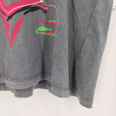 ザラ ZARA フェルトプリント ウォッシュドクルーネックTシャツ レディース import:L