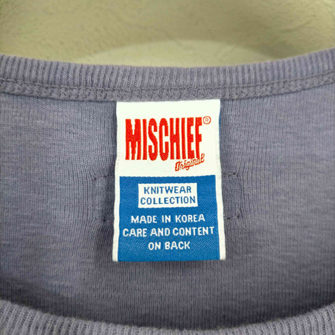 ミスチーフ MISCHIEF ロゴ刺繍 五分袖 Uネックカットソー レディース ONE SIZE