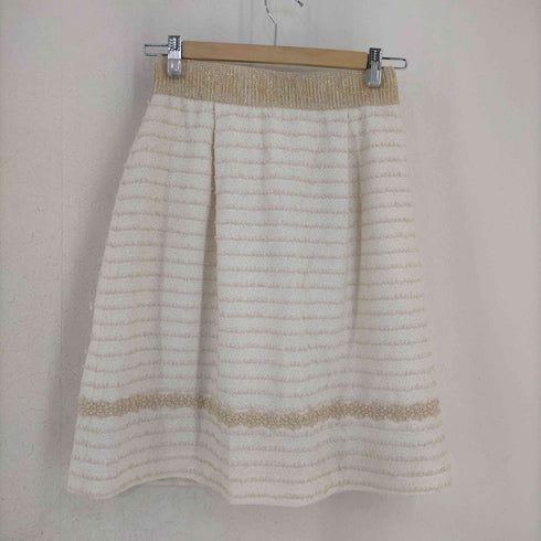 クレージュ courreges フレアスカート ひざ丈 ボーダー ラメ レディース JPN:38