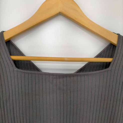 カデュネ CADUNE 22AW 2wayリブニット カットソー 長袖 スクエアネック Vネック プルオーバー レディース 38