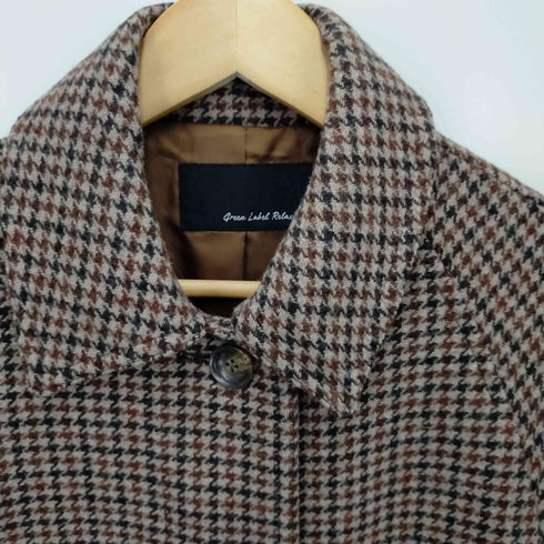 ユナイテッドアローズグリーンレーベルリラクシング UNITED ARROWS green label relaxing SC バルマカンロングコート ステンカラーコート ベルト 千鳥格子 レディース 34