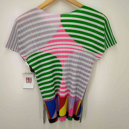 プリーツプリーズイッセイミヤケ PLEATS PLEASE ISSEY MIYAKE 2007 FRINGE GIMMIC HOUSE 家 立体 カットソー 半袖 ボーダー フリンジ レディース 3