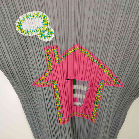 プリーツプリーズイッセイミヤケ PLEATS PLEASE ISSEY MIYAKE 2007 FRINGE GIMMIC HOUSE 家 立体 カットソー 半袖 ボーダー フリンジ レディース 3