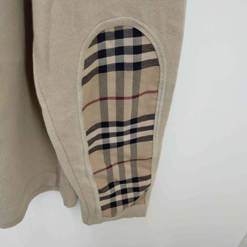 バーバリーロンドン BURBERRY LONDON Uネック プルオーバー 長袖 ノバチェック エルボーパッチ メンズ JPN:L