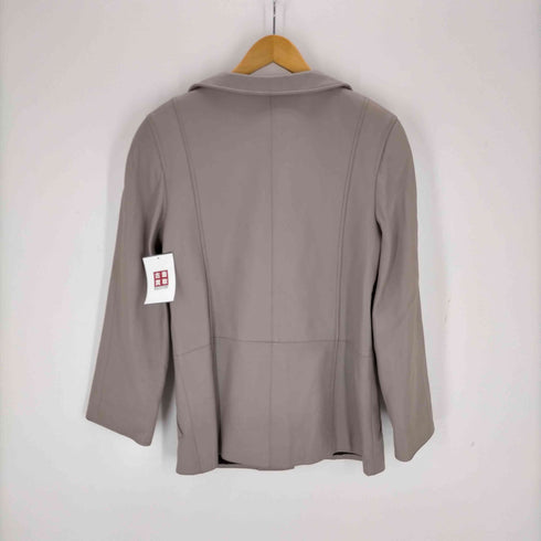ピエールカルダン pierre cardin ラウンドカラー フロントリボン シングルレザージャケット レディース 40