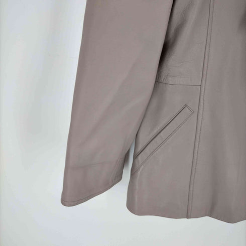 ピエールカルダン pierre cardin ラウンドカラー フロントリボン シングルレザージャケット レディース 40