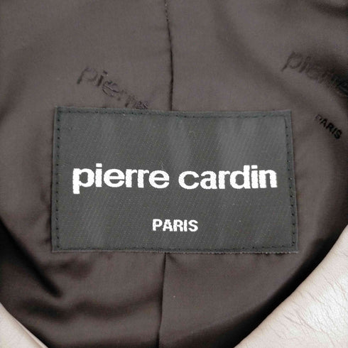 ピエールカルダン pierre cardin ラウンドカラー フロントリボン シングルレザージャケット レディース 40