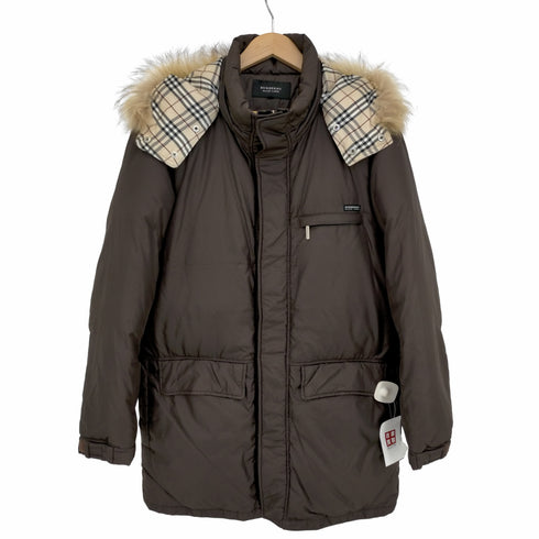 バーバリーブラックレーベル BURBERRY BLACK LABEL 裏地ノバチェック ダウンジャケット ファーフード メンズ JPN:L
