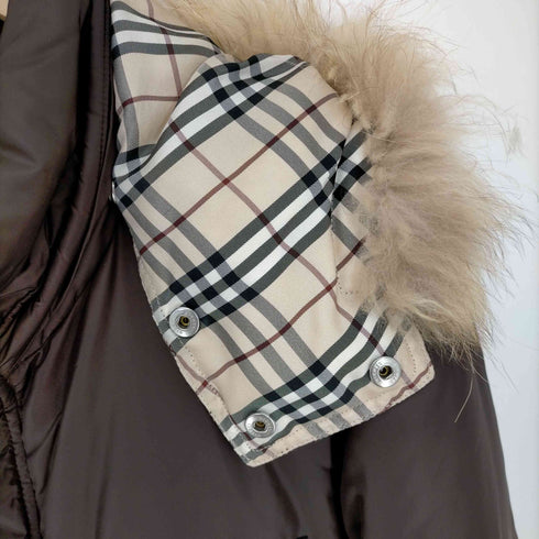 バーバリーブラックレーベル BURBERRY BLACK LABEL 裏地ノバチェック ダウンジャケット ファーフード メンズ JPN:L