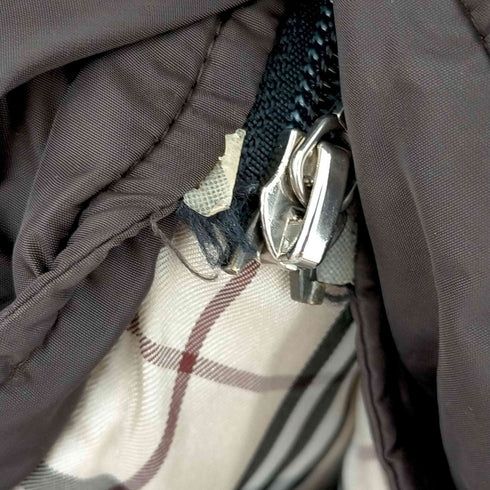 バーバリーブラックレーベル BURBERRY BLACK LABEL 裏地ノバチェック ダウンジャケット ファーフード メンズ JPN:L