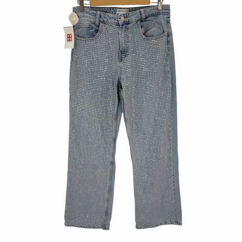 ザラ ZARA RHINESTONE TRF WIDE LEG JEANS レディース 40