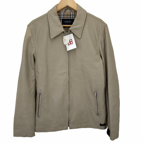 バーバリーブラックレーベル BURBERRY BLACK LABEL 裏地ノバチェック柄シングルレザージャケット メンズ L