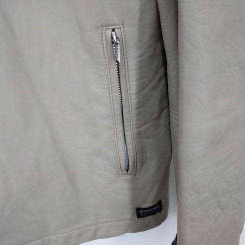 バーバリーブラックレーベル BURBERRY BLACK LABEL 裏地ノバチェック柄シングルレザージャケット メンズ L