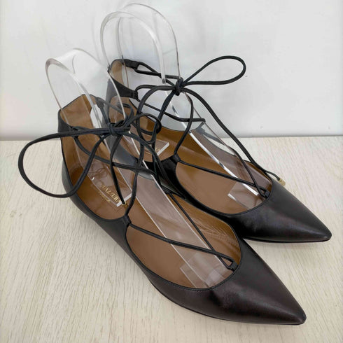 アクアズーラ AQUAZZURA レースアップ レザーパンプス レディース JPN:23.5