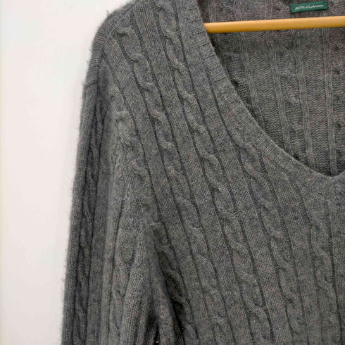 ローレンラルフローレン LAUREN RALPH LAUREN 100%カシミア 胸元ロゴ刺繍 ケーブル編み Vネック ニット メンズ import:XL