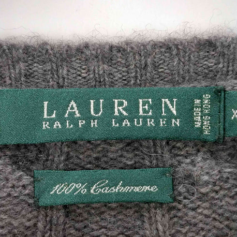 ローレンラルフローレン LAUREN RALPH LAUREN 100%カシミア 胸元ロゴ刺繍 ケーブル編み Vネック ニット メンズ import:XL