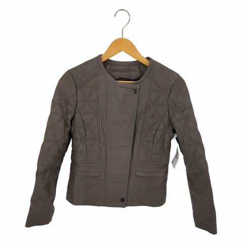 コントワーデコトニエ COMPTOIR DES COTONNIERS レザー ジャケット ブルゾン ノーカラー 羊革 キルティング レディース import:XS