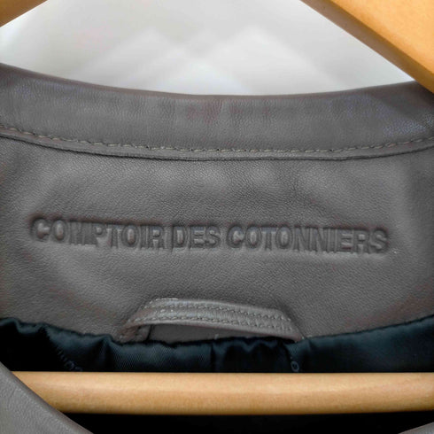 コントワーデコトニエ COMPTOIR DES COTONNIERS レザー ジャケット ブルゾン ノーカラー 羊革 キルティング レディース import:XS