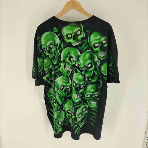 リキッドブルー LIQUID BLUE ガイコツ スカル プリントクルーネックTシャツ メンズ import:XXL