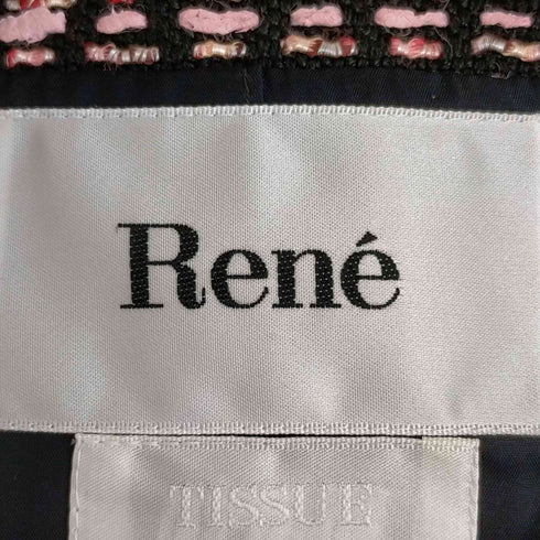 ルネ Rene tissue ツイード ダブル ノーカラーコート レディース 38