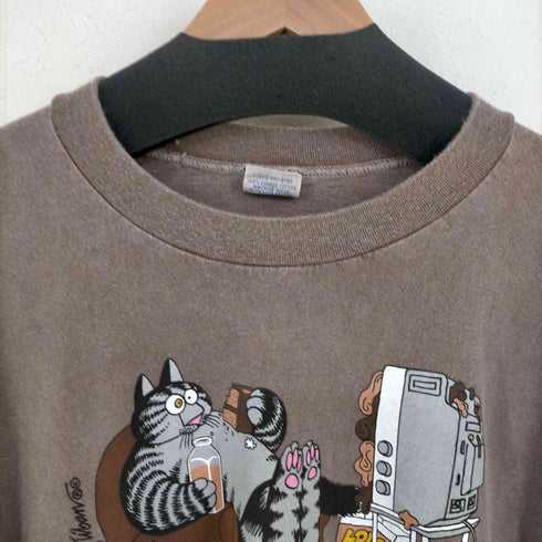 クレイジーシャツ CRAZY SHIRTS USA製 シングルステッチ チョコレートダイ Kliban Cat クルーネックTシャツ メンズ import:L