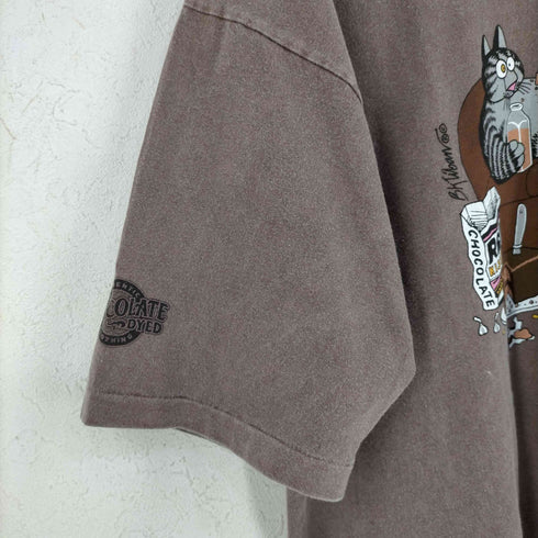 クレイジーシャツ CRAZY SHIRTS USA製 シングルステッチ チョコレートダイ Kliban Cat クルーネックTシャツ メンズ import:L