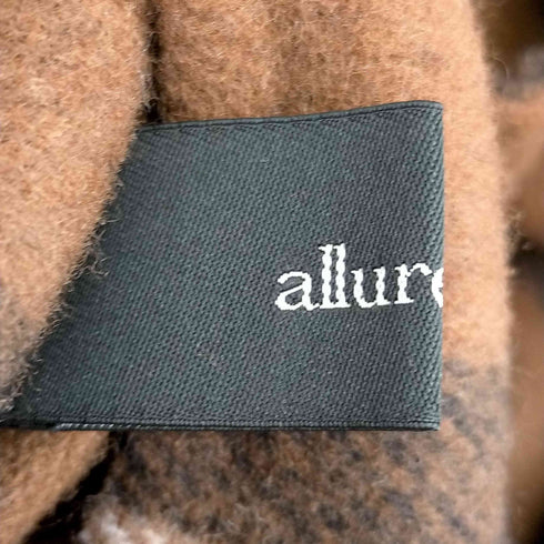 アルアバイル allureville リボンベルト付き ノーカラーリバーチェック クルーロングコート レディース