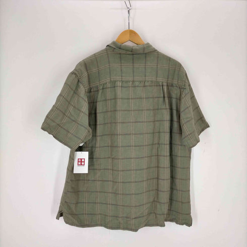 クラブルーム CLUB ROOM リネンレーヨン混防 チェックオープンカラー半袖シャツ メンズ JPN:L