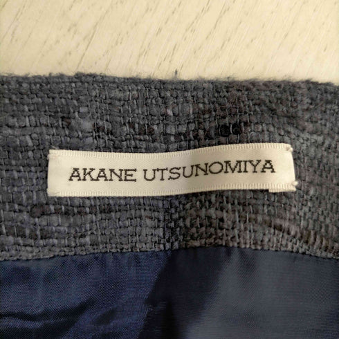 アカネウツノミヤ AKANE UTSUNOMIYA ラップスカート ツイード シルク フリンジ ロング スカート レディース JPN:38