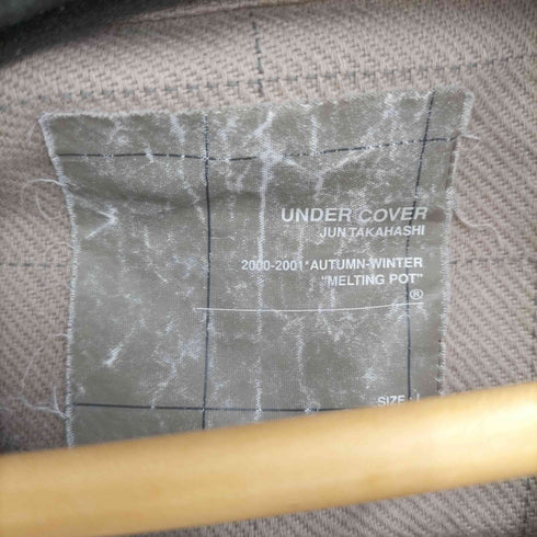 アンダーカバー UNDERCOVER 00AW MELTING POT期 格子 袖切替 コットンネル オープンカラーシャツ メンズ JPN:L