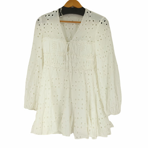 ザラ ZARA SHORT DRESS WITH CUTWORK EMBROIDERY レディース S