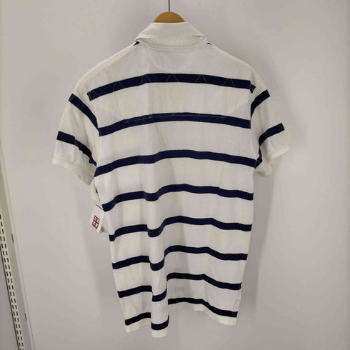 ポロバイラルフローレン Polo by RALPH LAUREN ポニー刺繍 半袖ボーダー鹿の子ラガーシャツ メンズ import:L