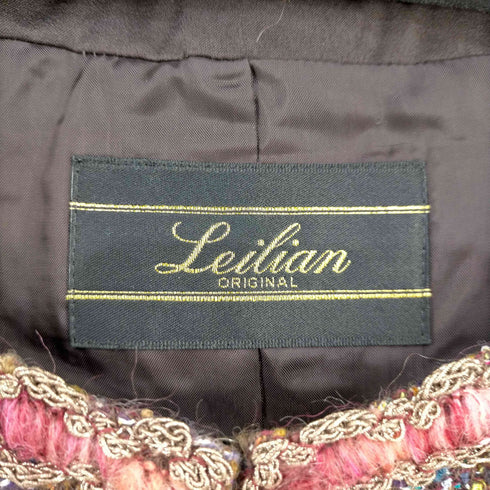 レリアン Leilian ツイード ノーカラージャケット 刺繍 総柄 レディース JPN:11号