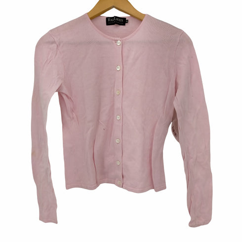 ラルフローレン RALPH LAUREN コットンノーカラーカーディガン レディース import:M